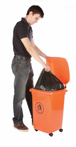 Wheelie Bin; 50L; 30% Recycled Polyethylene; Red/Orange