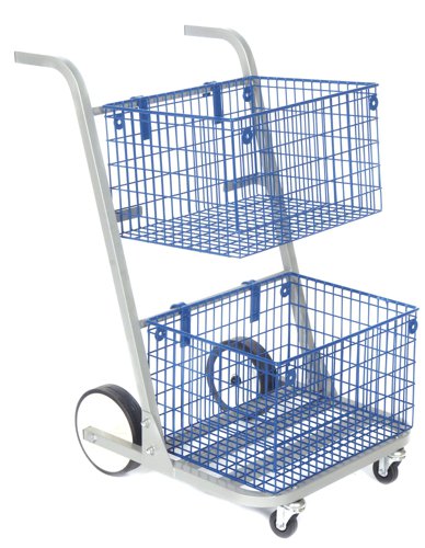 MRT01Y | These Mailroom Trolleys are manufactured from strong tubularsteel with 2 fixed rear wheels and 2 front swivel castors, provi dinga durable and highly mobile method of transporting mail andsmall parcels in the workplace.