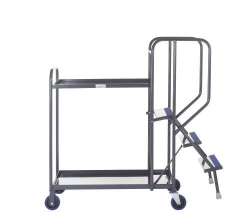 Stepped Picking Trolley, 2 Tier, 3 Step, 800 x 500 Steel  PAOP204Y