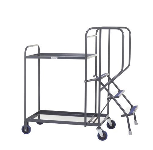 Stepped Picking Trolley, 2 Tier, 3 Step, 800 x 500 Steel
