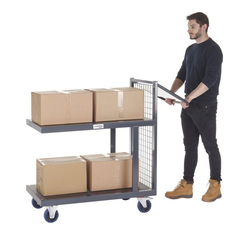 PAOP201Y | Our Apollo® Picking Trolleys are designed to move large bulky loads (approx. 300kg) in an easily manoeuvrableway, with 2 x 125mm swivel & braked castors and ergonomically designed handles. Manufactured in astrong tubular steel with a clipboard tray. This range is perfect for use in a range of environments.