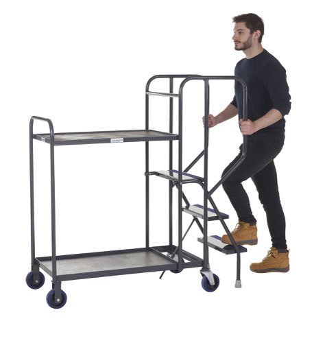 Stepped Picking Trolley, 2 Tier, 3 Step, 800 x 500 Timber
