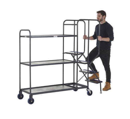 Stepped Picking Trolley, 3 Tier, 4 Step, 1000 x 500 Timber | PAOP205Y | GPC Industries Ltd