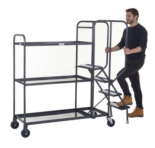 Stepped Picking Trolley, 3 Tier, 4 Step, 1000 x 500 Steel  PAOP206Y