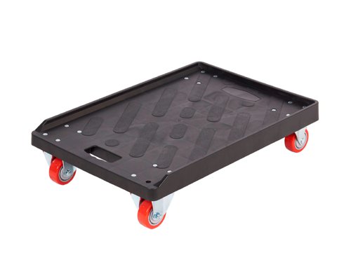 Connectable & Stackable Container Dolly; 670 x 460 x 145; Fixed/Swivel (x2 Braked) Castors; Heavy Duty Plastic; 300kg; Black