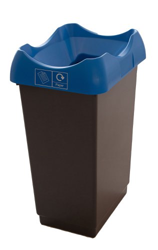 Recycling Bin c/w Sticker; Open Hole; 50L; Grey Body; Blue Lid; Plastic GPC Industries Ltd