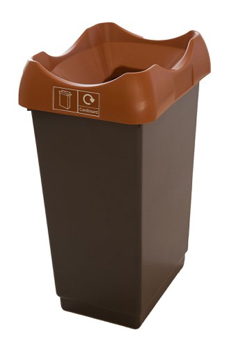 Recycling Bin c/w Sticker; Open Hole; 50L; Grey Body; Brown Lid; Plastic
