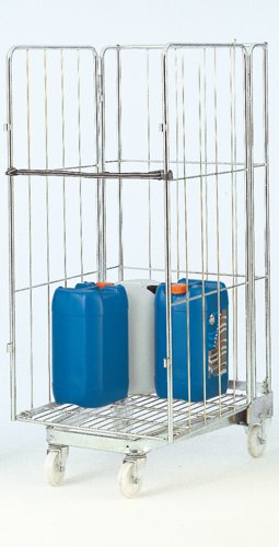 'A' Type Nestable Roll Container; 4 Sided with Removable Shelf; 500kg; Silver