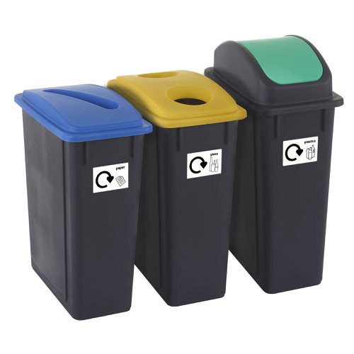 Set of 3 Recycling Bins - 65 Litres