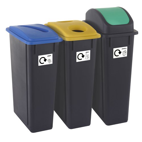 Set of 3 Recycling Bins - 90 Litres