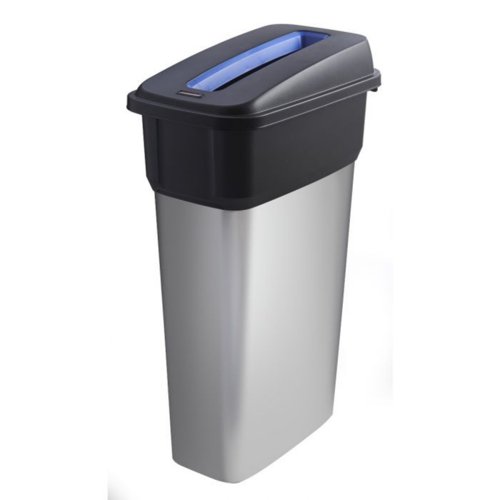 SB170Z_BLPAST | Slim metal look plastic recycling bins are the perfect choice for the workplace & homeIdeal for recycling & your normal waste