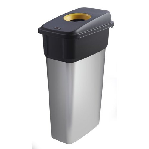 SB255Z_YLCAST | Slim metal look plastic recycling bins are the perfect choice for the workplace & homeIdeal for recycling & your normal waste