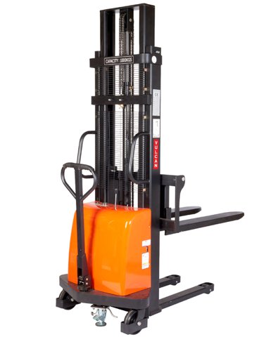Vulcan® Semi Electric Stacker; Fork Length mm: 1100; Lift Height mm: 1600; 1500kg; Steel; Black/Orange