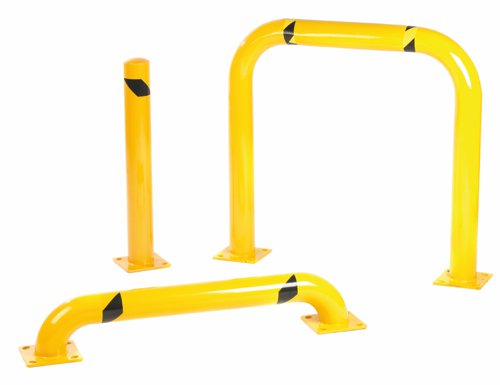Constructed from heavy duty 115mm diameter steel pipe, these units are ideal for work areasBases are pre-drilled with 22mm diameter holes for fixing to the floor (not supplied)These units are powder coated yellow for high visibilityMounted plate size: 200 x 200mm
