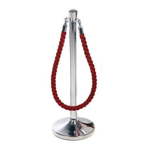 Obex Barriers® Stainless Steel Top Hat Head Post with Red Rope SPL21Z&SRL21R