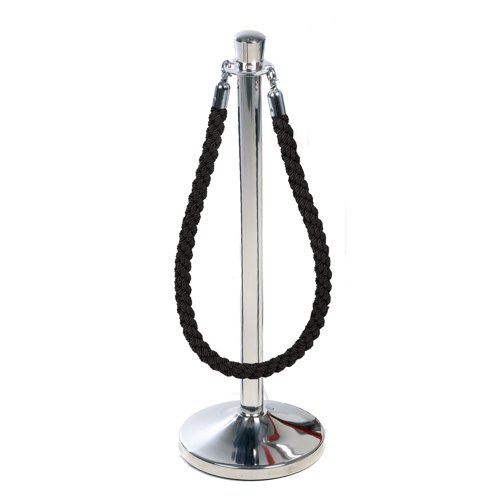 Obex Barriers® Stainless Steel Top Hat Head Post with Black Rope