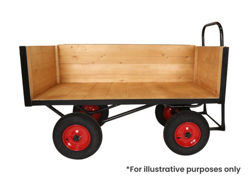 LOOPED HANDLE TURNTABLE TRUCK - 1500 x 700mm Platform - Slide in 2x200mm =400mm Deep Sides - 400mm Pneumatic Wheels