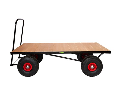 LOOPED HANDLE TURNTABLE TRUCK - 1800 x 750mm Platform - Flat Deck - 355mm Cushion Wheels