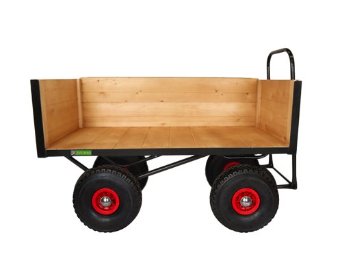 LOOPED HANDLE TURNTABLE TRUCK - 1800 x 750mm Platform - Slide in 2x200mm =400mm Deep Sides - 355mm Cushion Wheels