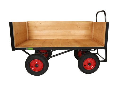 LOOPED HANDLE TURNTABLE TRUCK - 1800 x 750mm Platform - Slide in 2x200mm =400mm Deep Sides - 400mm Pneumatic Wheels