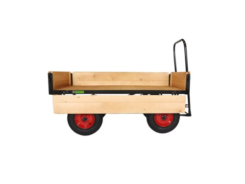 LOOPED HANDLE TURNTABLE TRUCK - 1800 x 750mm Platform - 200mm Deep Hinged Sides- 400mm Pneumatic Wheels