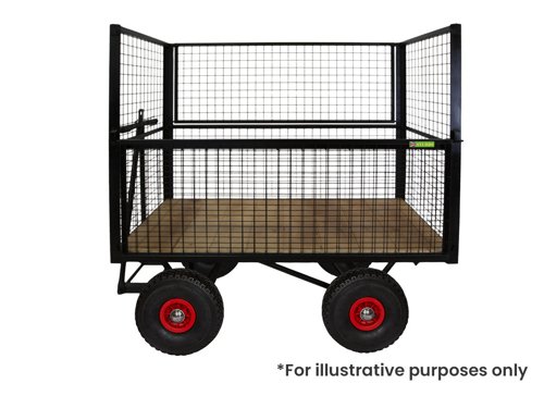 HD TURNTABLE TRUCK - 1500 x 750mm Platform - with Wire Mesh Superstructure (Hinged Sides) - 355mm Cushion Wheels
