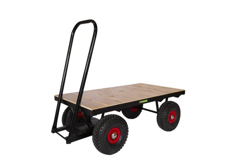 LOOPED HANDLE TURNTABLE TRUCK - 1500 x 700mm Platform - Flat Deck - 355mm Cushion Wheels
