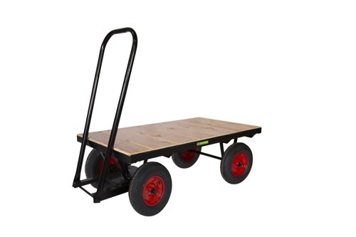 LOOPED HANDLE TURNTABLE TRUCK - 1500 x 700mm Platform - Flat Deck - 400mm Pneumatic Wheels
