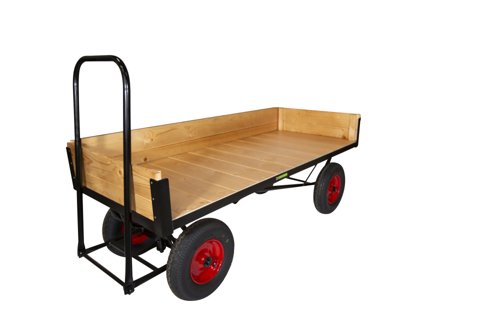 LOOPED HANDLE TURNTABLE TRUCK - 1800 x 750mm Platform - 200mm Deep Slide in Sides- 400mm Pneumatic Wheels