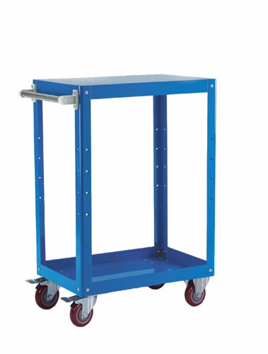 Large Reversible Tray/Shelf Trolley; 2 Tier; 150kg; Blue