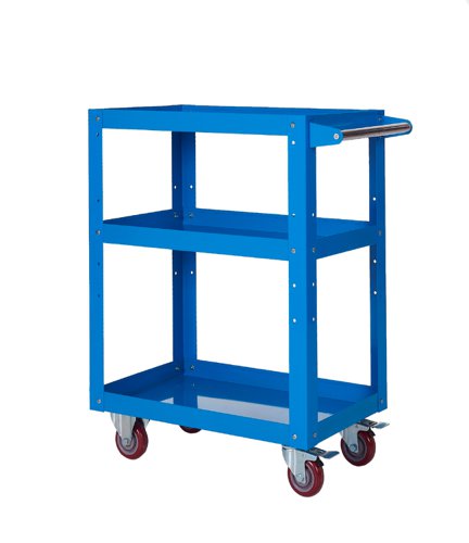 Large Reversible Tray/Shelf Trolley; 3 Tier; 150kg; Blue