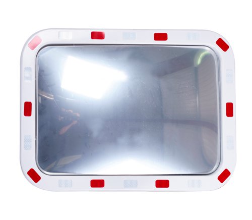 Rectangular Traffic Mirror with Reflective Edges; 400 x 600 x 50mm; White/Red