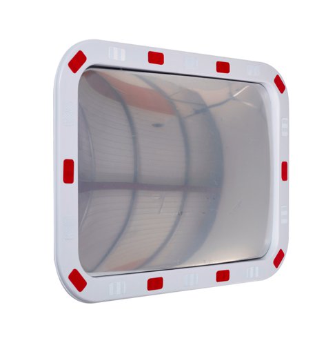 Rectangular Traffic Mirror with Reflective Edges; 400 x 600 x 50mm; White/Red | TMR6040Z | GPC Industries Ltd