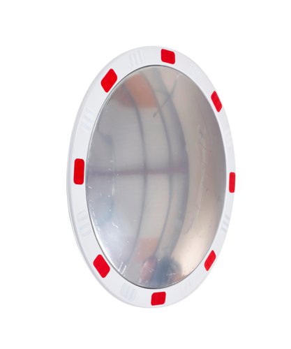Circular Traffic Mirror with Reflective Edges; 800mm dia; White/Red