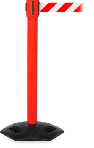 Obex Barriers® Weatherproof Single Belt Barrier; Belt Length mm: 3400; Red Post; Red/White Chevron WMS34CHRPRWC
