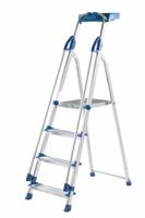 Professional Folding Step with Tool Tray; 3 Tread; 150kg; Silver/Blue