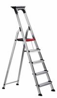 Double Decker Step; 5 Tread; Aluminium; 150kg; Silver/Black/Red