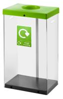 Clear Recycling Bin c/w Sticker 60L; Clear Body; Lime Green Lid; Plastic