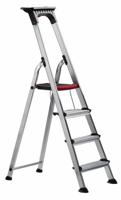 Double Decker Step; 4 Tread; Aluminium; 150kg; Silver/Black/Red