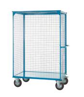 Distribution Trolley Without Doors; Fixed/Swivel (x2 Braked) Castors; Steel; 500kg; Blue