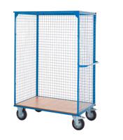 Large Distribution Trolley Without Doors; Fixed/Swivel (x2 Braked) Castors; Steel/Veneer; 500kg; Blue/Veneer