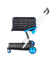 Proplaz® Clever Trolley c/w 1 Folding Box; Injected Moulded Plastic/Anodised Aluminium; 70kg; Black/Blue/Silver
