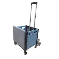 GREY/BLUE FOLDING BOX TRUCK - Stairclimber Wheels - Rotating Lid - Tilt Handle