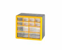 Compartment Storage Box; 8 small & 4 large drawers; Yellow/Grey