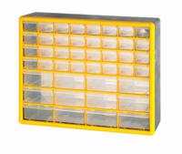 Compartment Storage Box; 32 small & 12 large drawers; Yellow/Grey