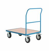 Single Bar End Platform Truck; 990 x 490 x 900; Fixed/Swivel Castors; Steel; 500kg; Blue/Veneer