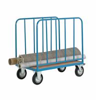 2 Tubular Bar Sides Platform Truck; 1000 x 700 x 820; Fixed/Swivel (x2 Braked) Castors; Steel; 500kg; Blue/Veneer