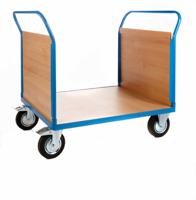 2 Veneer Ends Platform Truck; 1300 x 700 x 1050; Fixed/Swivel (x2 Braked) Castors; Steel; 500kg; Blue/Veneer