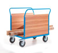 2 Veneer Sides Platform Truck; 1300 x 700 x 1050; Fixed/Swivel (x2 Braked) Castors; Steel; 500kg; Blue/Veneer