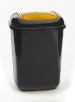 Push Spring Lid Bin c/w Sticker; 12L; Dark Grey Body; Orange Lid; Plastic
